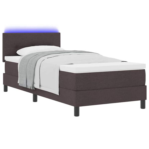 vidaXL Boxspring bed met matras met LED Donkerbruin 90 x 200 cm Stof
