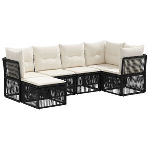 vidaXL Tuinbankenset 6 pcs Zwart poly rattan