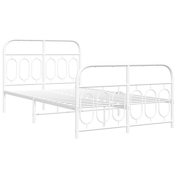 vidaXL Bedframe met hoofd- en voeteneinde metaal wit 120 x 190 cm