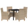 vidaXL Tuin eettafelset 5 pcs Beige poly rattan
