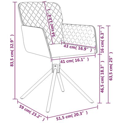 vidaXL Eetkamerstoelen draaibaar 2 st fluweel crèmekleurig