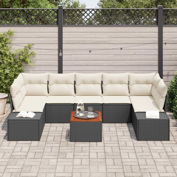 vidaXL Tuin Sofa Set 8 pcs Zwart en wit