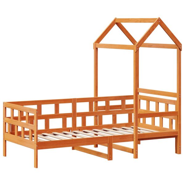 vidaXL Kinderbed met huisje massief grenenhout wasbruin 80x200 cm
