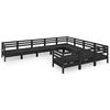vidaXL 10-delige Loungeset massief grenenhout zwart