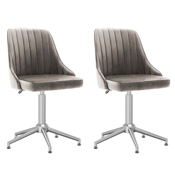 vidaXL Eetkamerstoelen draaibaar 2 st fluweel lichtgrijs