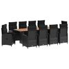 vidaXL Buiten eettafelset 11 st Zwart poly rattan