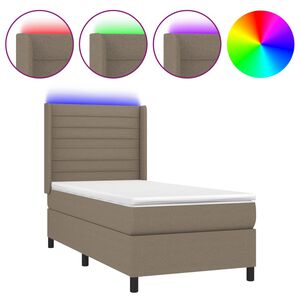 vidaXL Boxspring met matras en LED stof taupe 80x200 cm