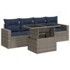 vidaXL 5-delige Loungeset met kussens poly rattan acacia grijs