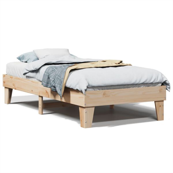 vidaXL Bedframe zonder matras massief grenenhout 75x190 cm