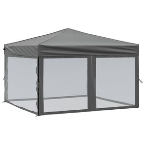 vidaXL Partytent inklapbaar met zijwanden 3x3 m antracietkleurig
