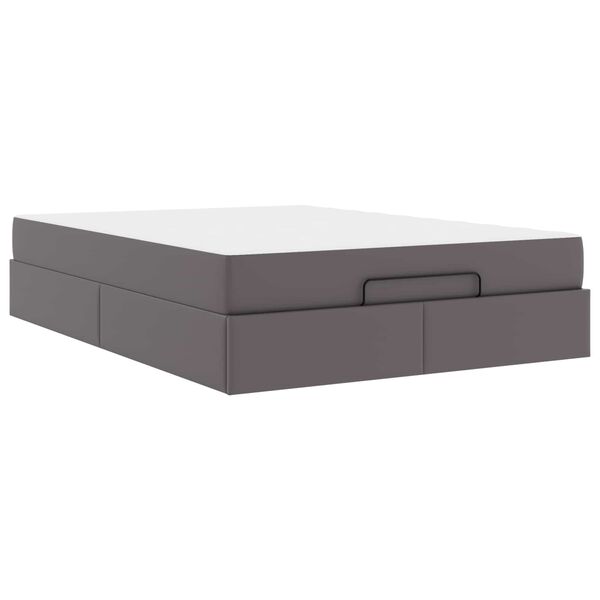 vidaXL Bedframe met matras met matras 2 pcs Grijs PVC