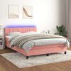 vidaXL Boxspring met matras en LED fluweel roze 140x200 cm