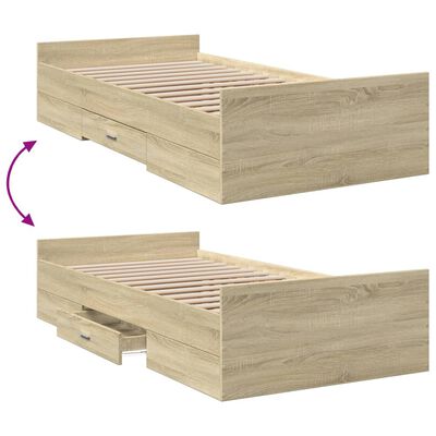 vidaXL Bedframe met lades bewerkt hout sonoma eikenkleurig 100x200 cm