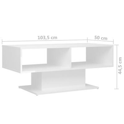 vidaXL Salontafel 103,5x50x44,5 cm bewerkt hout hoogglans wit