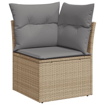 vidaXL 10-delige Loungeset met kussens poly rattan beige