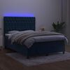 vidaXL Boxspring met matras en LED fluweel donkerblauw 140x200 cm