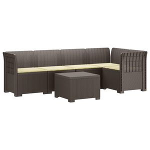 vidaXL 5-Zits Tuin Sofa met Kussens Rattan Look PP Lichtgrijs