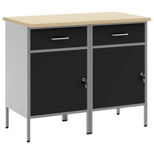 vidaXL Werk kast met lade 2 pcs Zwart en Grijs 100 x 55 x 85 cm