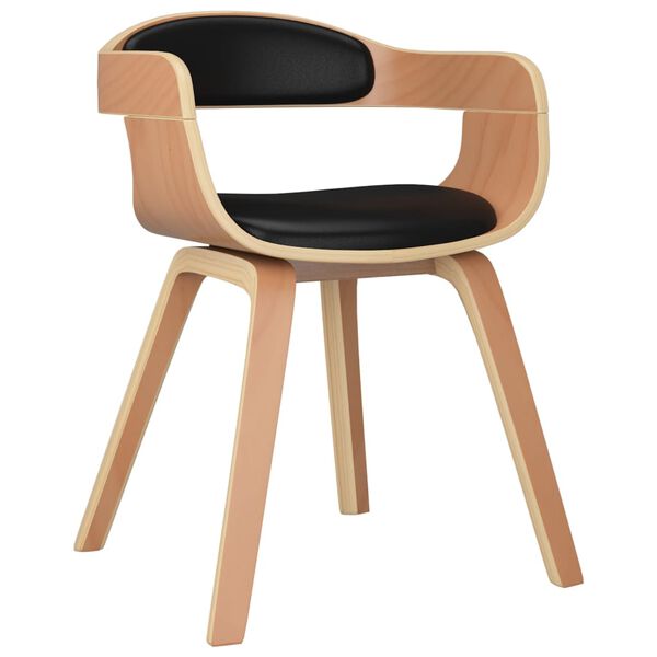 vidaXL Eetkamerstoelen 6 st gebogen hout en kunstleer zwart