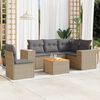 vidaXL 6-delige Loungeset met kussens poly rattan beige