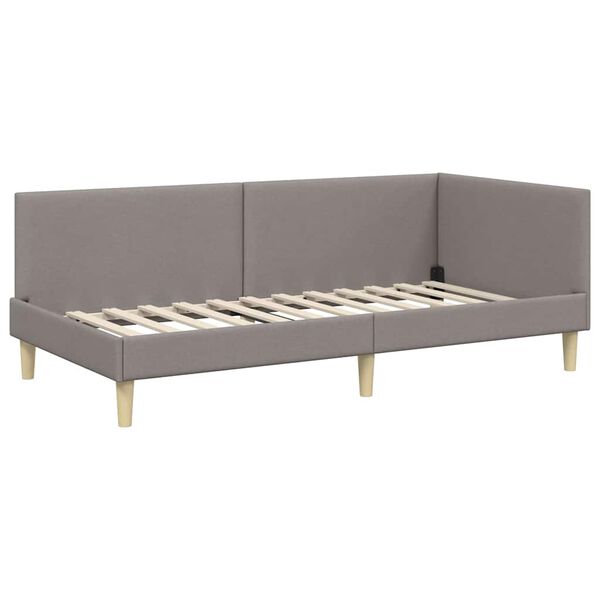 vidaXL Hoekbedframe Taupe 80 cm x 200 cm Stof en multiplex