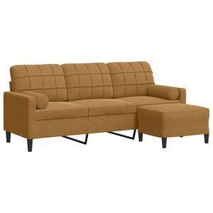 vidaXL Driezitsbank met voetenbank 180 cm fluweel bruin