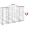 vidaXL Schanskorven 3 st gewelfd 200x30x120/140 cm ijzer