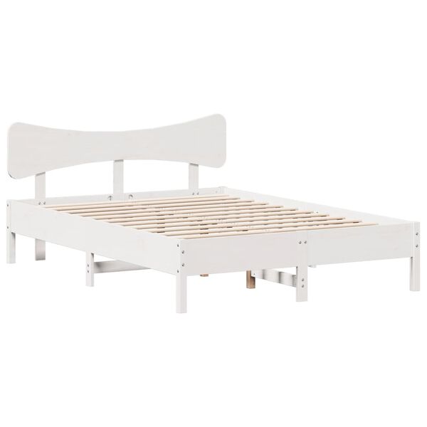 vidaXL Bedframe zonder matras massief grenenhout wit 140x190 cm