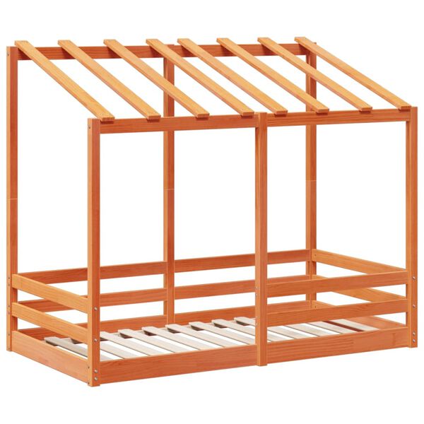 vidaXL Kinderbed met bedhuis 80x160 cm massief grenenhout wasbruin