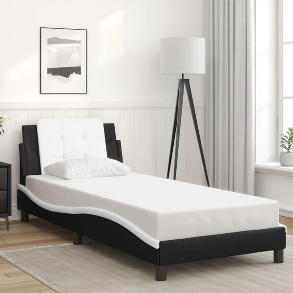 vidaXL Bedframe met LED zonder matras "Zadar" zwart en wit 90x190 cm