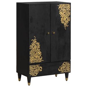 vidaXL Hoge kast Zwart 60 x 33 x 100 cm Massief Mango Hout