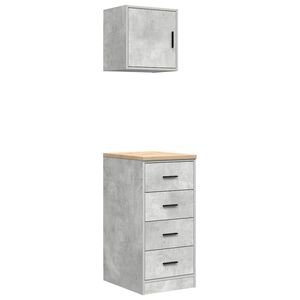 vidaXL Garagekasten 2 st bewerkt hout betongrijs