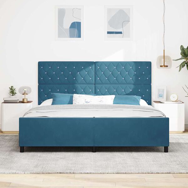 vidaXL Boxspringbed met hoofdeinde Donkerblauw 200 x 200 cm Fluweel