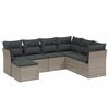 vidaXL 7-delige Loungeset met kussens poly rattan lichtgrijs