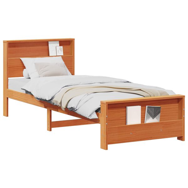 vidaXL Bedframe met hoofdeinde Wasbruin 90 x 200 cm Bewerkt hout