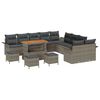 vidaXL Tuinbankenset met kussen 14 pcs Grijs poly rattan