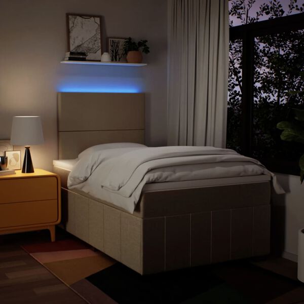 vidaXL Boxspring met matras stof cr&egrave;mekleurig 120x200 cm