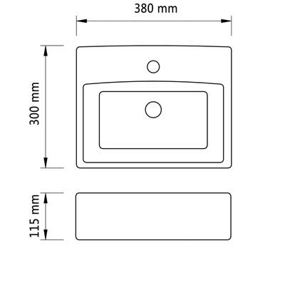 vidaXL Wastafel met kraangat 38x30x11,5 cm keramiek zilverkleurig