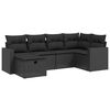 vidaXL 6-delige Loungeset met kussens poly rattan zwart