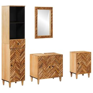 vidaXL Badkamerkastenset met lade met opslag 4 pcs Massief Mango Hout