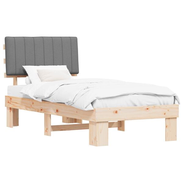 vidaXL Bedframe met Gevoerd Hoofdgedeelte Lichtgrijs 90 x 190 cm
