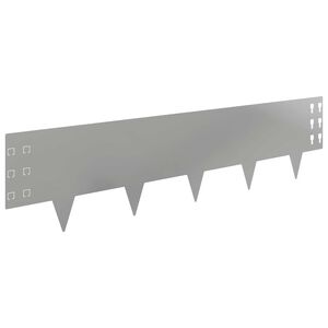 vidaXL Gazonrand 10 pcs 100 x 25 cm Staal Zilverkleurig