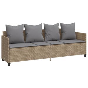 vidaXL Ligbed met kussens&nbsp;poly rattan beige