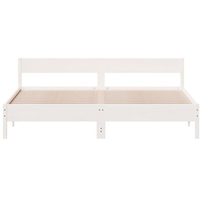 vidaXL Bedframe met hoofdbord massief grenenhout wit 180x200 cm