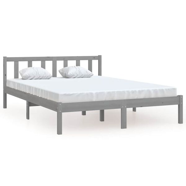 vidaXL Bedframe massief grenenhout grijs 160x200 cm