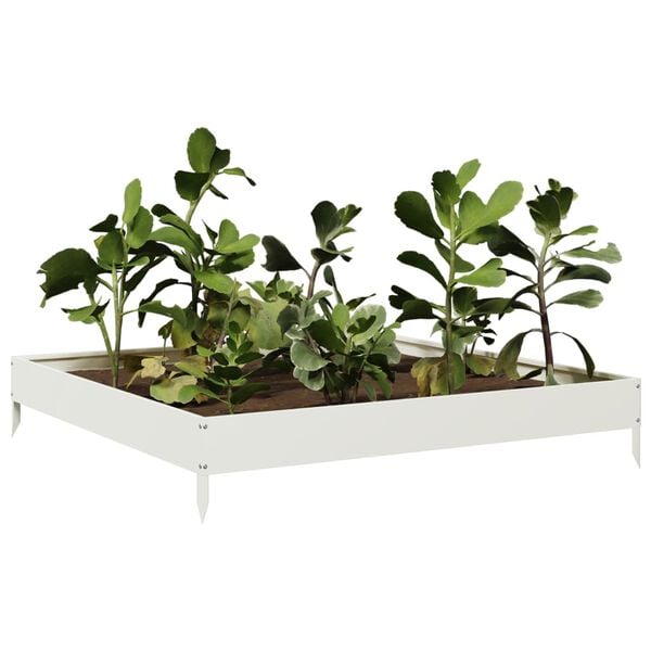 vidaXL Plantenbak verhoogd 100x100x18,5 cm staal wit