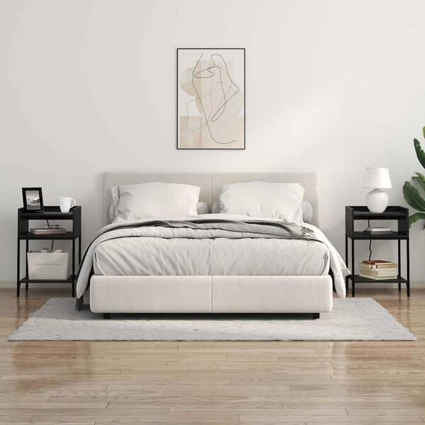 vidaXL Nachtkastje 2 pcs Zwart Eiken 40 x 40 x 61 cm Bewerkt hout