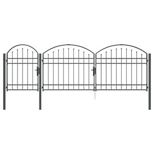 vidaXL Tuinhekgate met gebogen top Assen Grijs 4 x 1,25 m Staal