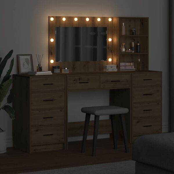 vidaXL Plafondtafel met lade 3 pcs Artisan Eiken Bewerkt hout