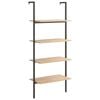 vidaXL Ladderrek met 4 schappen 64x35x152,5 cm lichtbruin en zwart